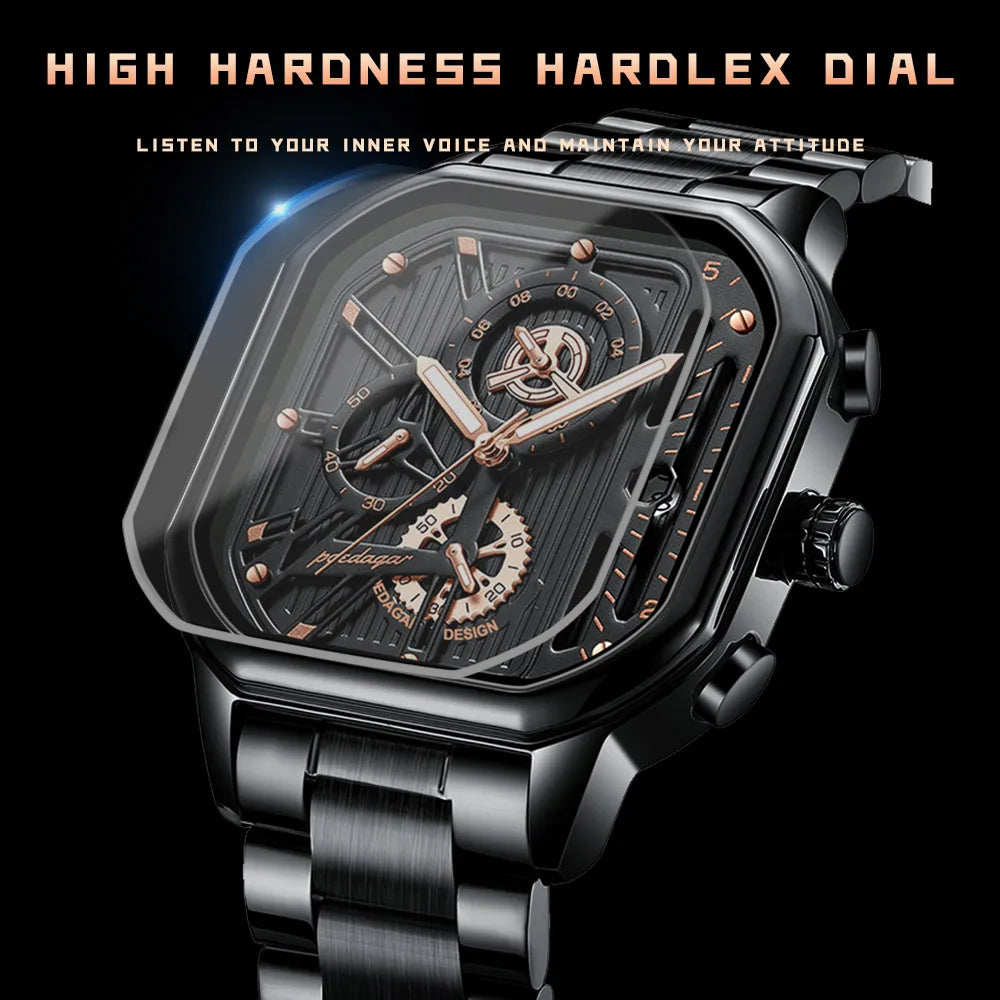Poedagar Luxury Business Watches Men Wrist Stainless Stain Watch for Men Waterproof Luminous Calendar Quartz Watches