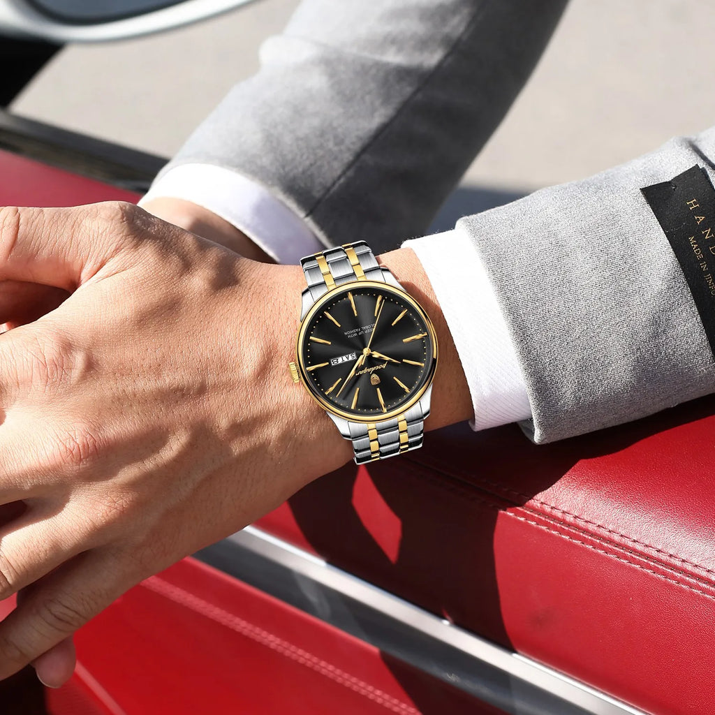 Poedagar 843 Business Casual Men Watch Multi-color Metal Sunray Dial Calendar Waterproof Luxury Quartz Wristwatch Factory Direct
