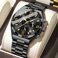Poedagar New Fashion Men's Quartz Watch 42MM Dial Waterproof Multi-Functional Chronograph Stainless Steel Watch for Men
