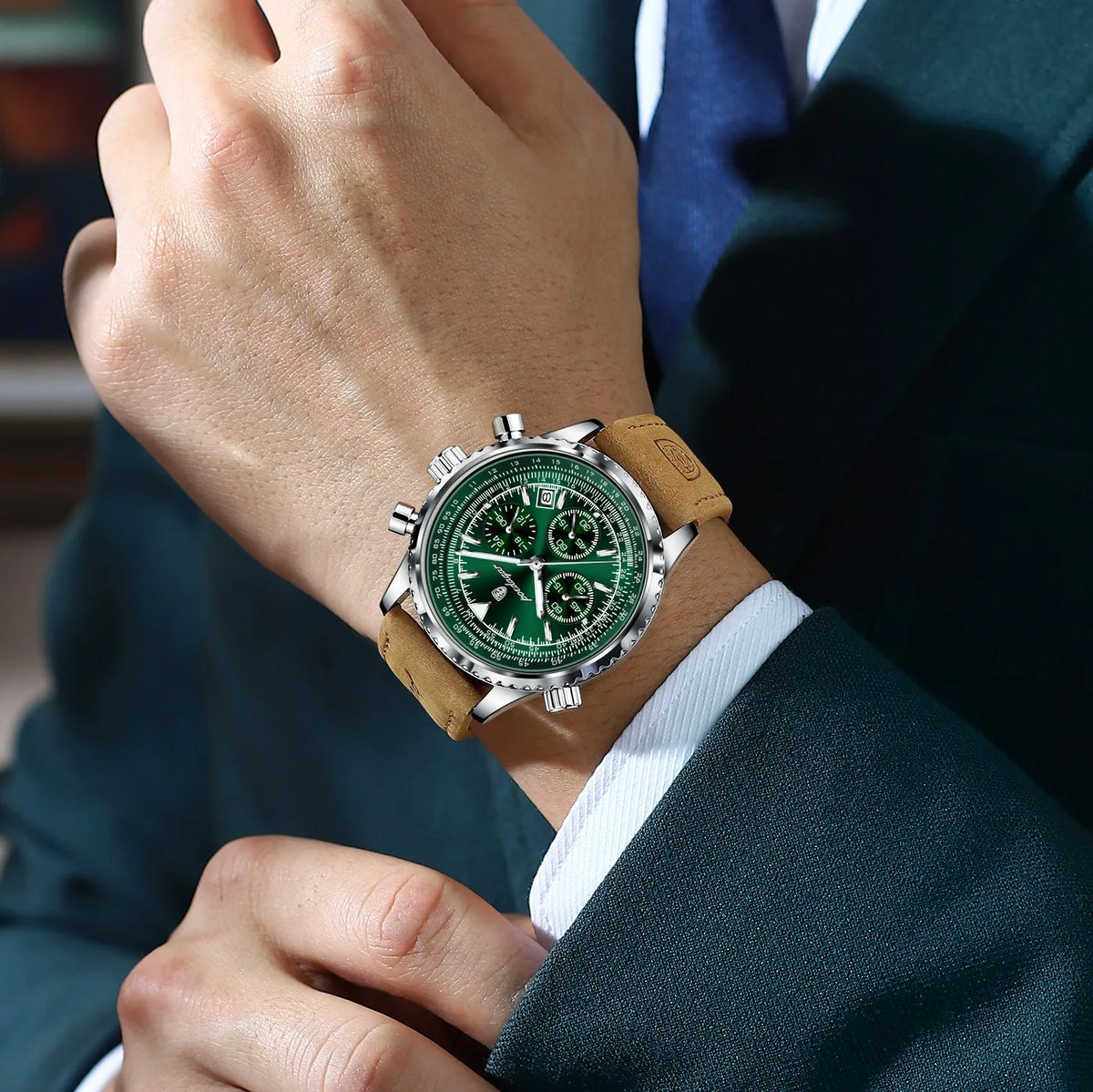 Poedagar Luxury New Design Leather Men's Quartz Watches Waterproof Luminous Chronograph Watch for Men