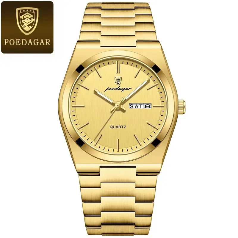 Poedagar Hot Sale 930 Luxury Quartz Watch Stainless Steel Men's Watches Waterproof Luminous Watch for Men