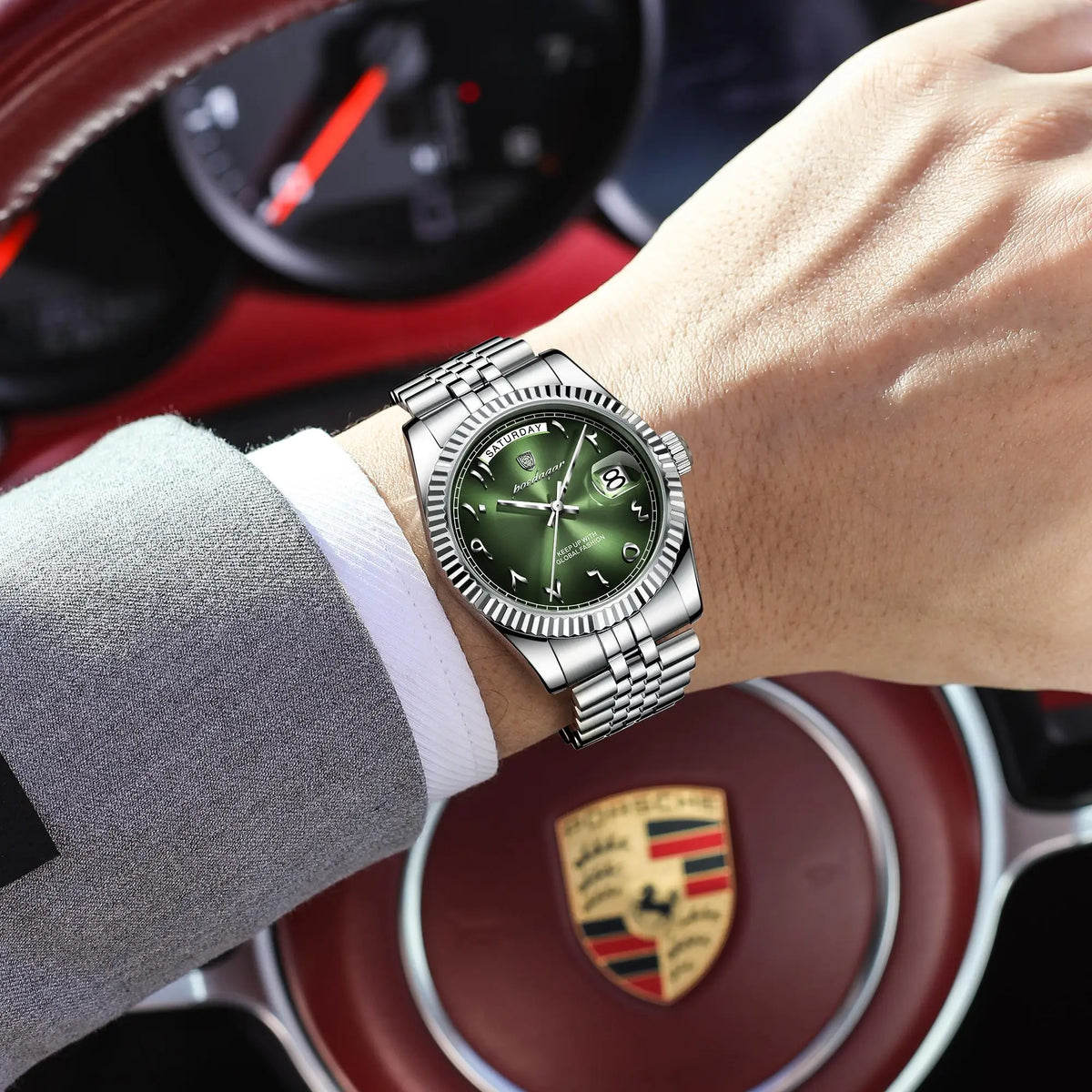 Poedagar 845 Arabic Case Stainless Steel Bracelet Waterproof Luxury Men Business Quartz Watches