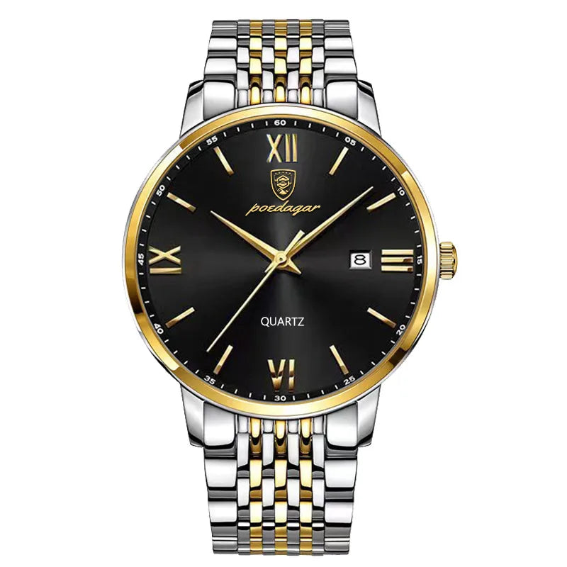 Poedagar Wholesale Price Montre Homme Luxury Stainless Steel Men Watch Calendar Waterproof Quartz Watch for Men