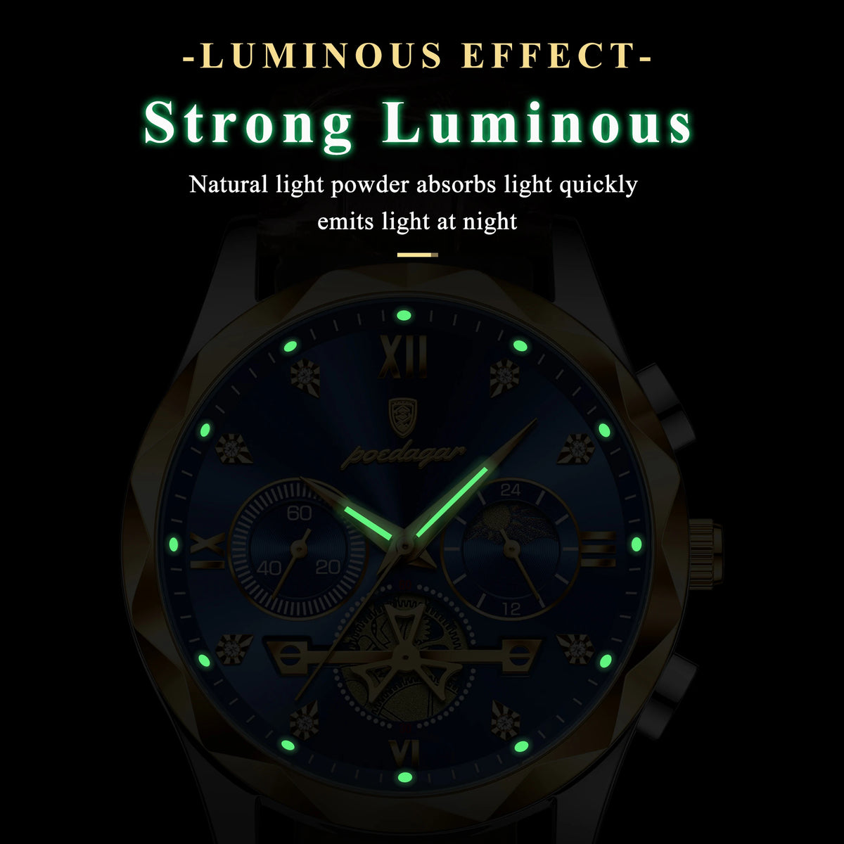 Poedagar Luxury Watch for Men Sports Leather Men's Watches Waterproof Luminous Chronograph Men Quartz Watches