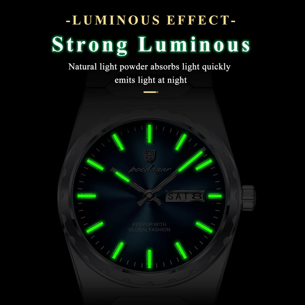 Poedagar 847 Luxury Men's Watch Stainless Steel Bracelet Quartz Watches Business Montre Reloj Date Waterproof Wristwatch for Men