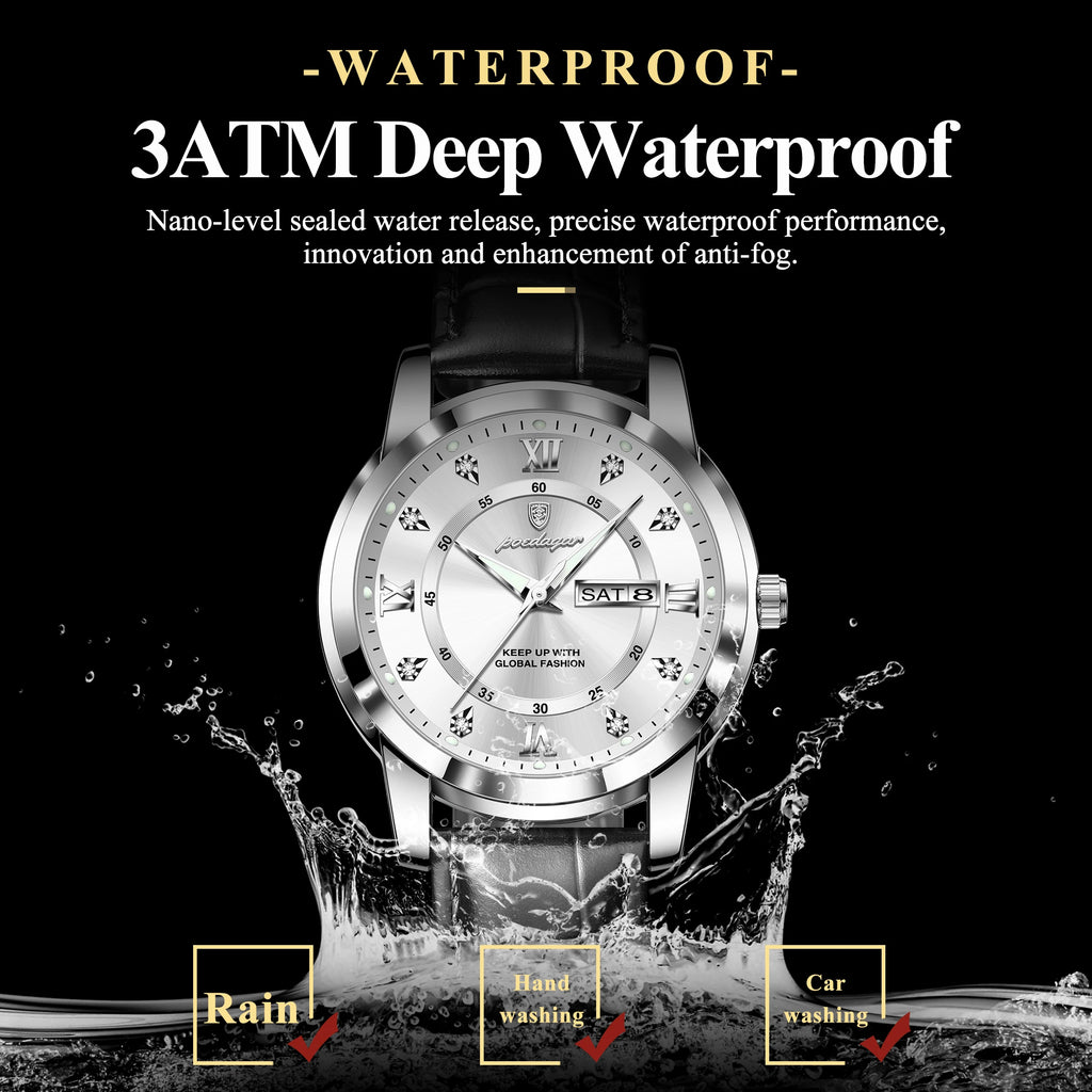 Poedagar 936 Luxury Men's Watch High Quality Leather Strap Montre Homme Wrist Watch Waterproof Luminous Quartz Watches for Men