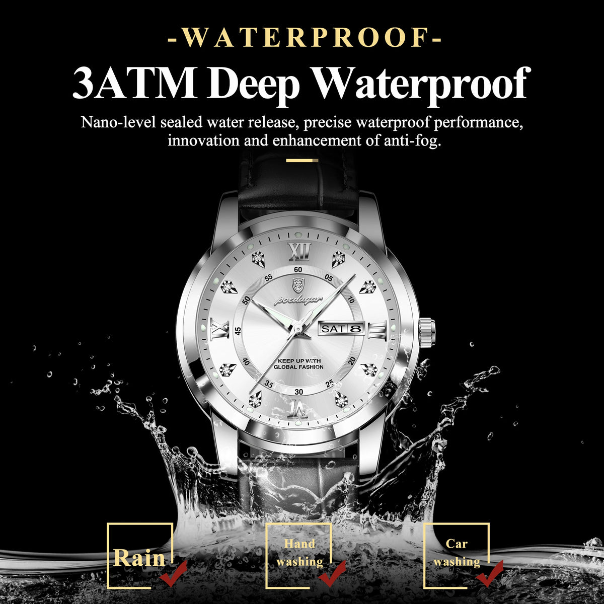 Poedagar 936 Luxury Men's Watch High Quality Leather Strap Montre Homme Wrist Watch Waterproof Luminous Quartz Watches for Men