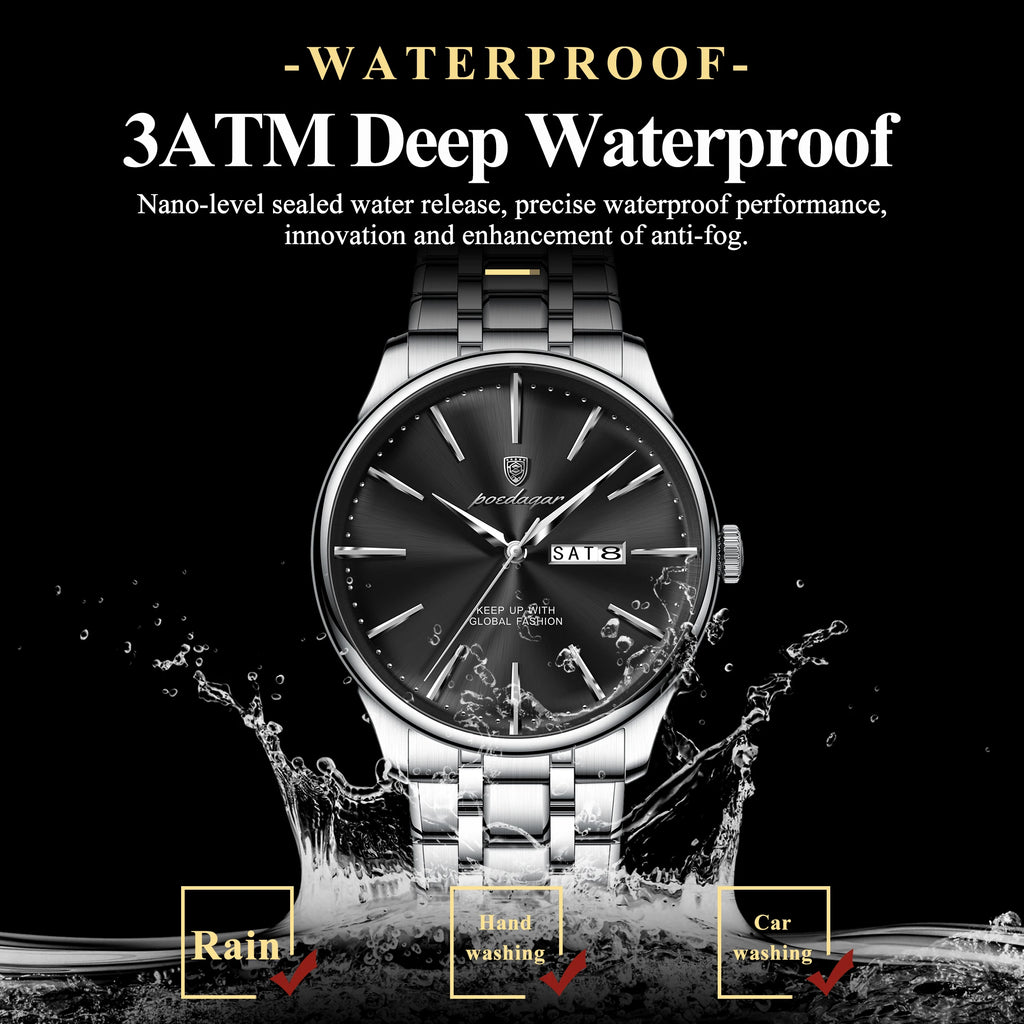 Poedagar 843 Men's Watch Factory Direct Wholesale Ready to Ship Luxury Business Casual Waterproof Calendar Quartz Wristwatch