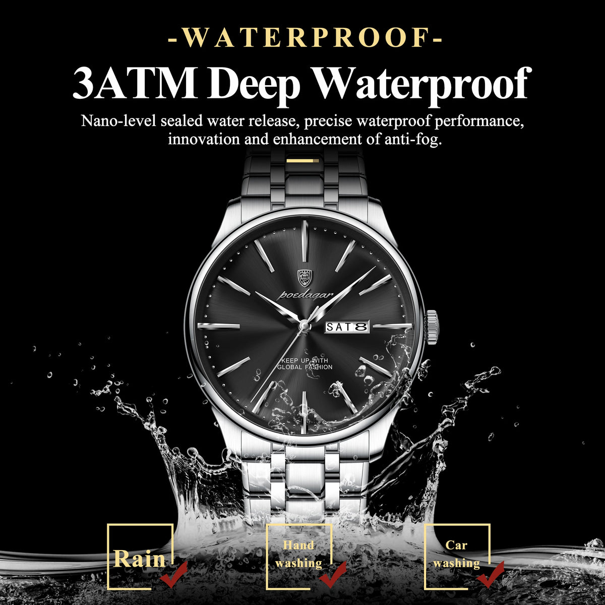 Poedagar 843 Men's Watch Factory Direct Wholesale Ready to Ship Luxury Business Casual Waterproof Calendar Quartz Wristwatch