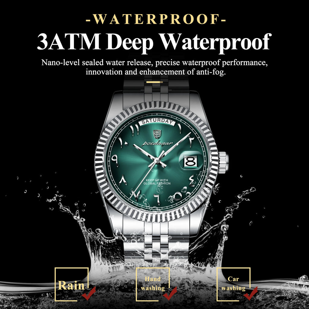 Poedagar 845 Arabic Case Stainless Steel Bracelet Waterproof Luxury Men Business Quartz Watches