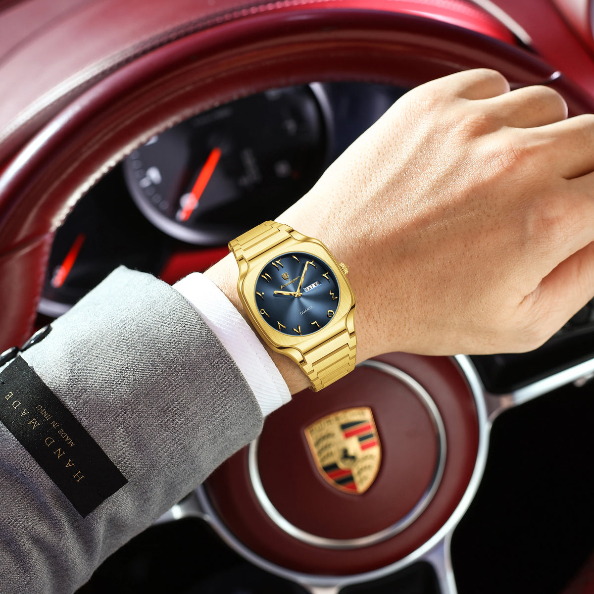 Poedagar 616 Men's Watch Luxury Classic Arabic Dial Quartz Wristwatch Montre Waterproof Gold Stainless Steel Watch for Men