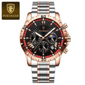 Poedagar 968 Men Wristwatch Waterproof Luminous Chronograph Quartz Watches Stainless Steel Watch for Men