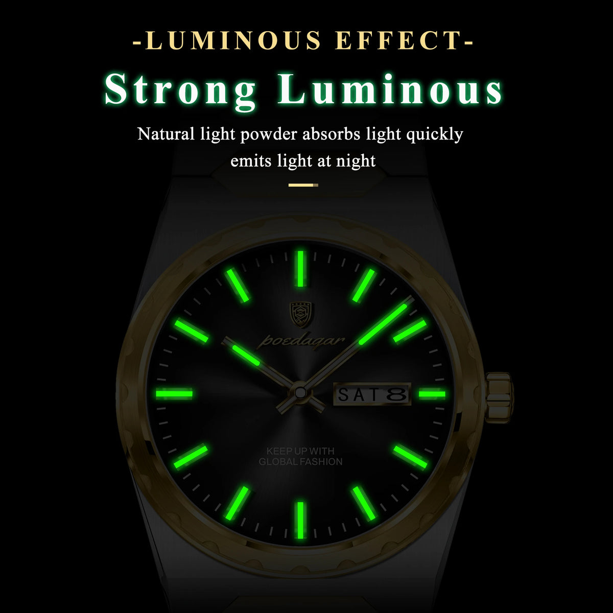 Poedagar 847 Men's Watch Luxury Two Tone Stainless Steel Quartz Watches Date Waterproof Luminous Wristwatch for Men Relojes