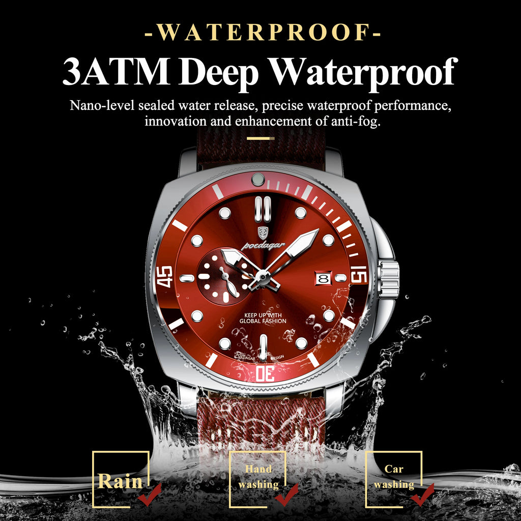 Poedagar 873 Quartz Watch Hardlex Dial Nylon Strap Luxury Business Men's Watch Date Luminous 3ATM Waterproof Watch for Men