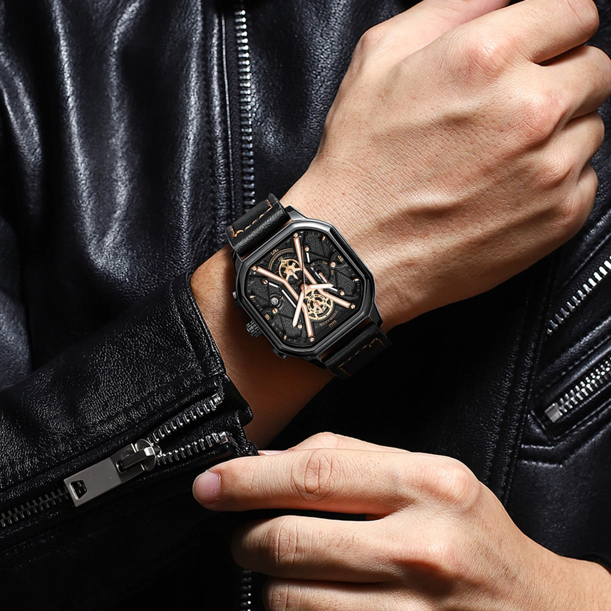Poegadar Casual Watch for Men Top Quality Luxury Luminous Leather Wrist Chronograph Date Sport Men Watch