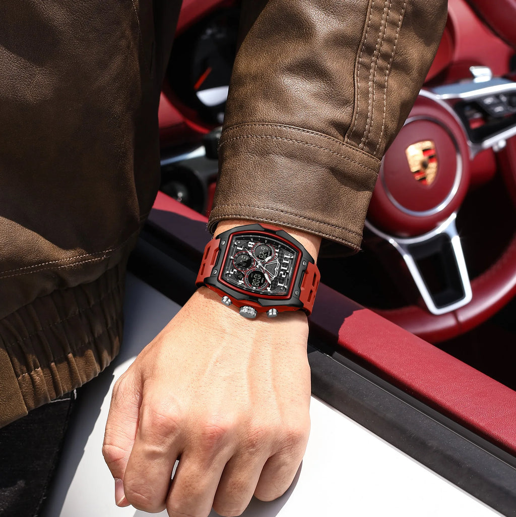 Poedagar 636 Sport Wrist Watch for Men Analog-Digital Quartz Watches Silicone Strap Montre Water Resistant Luminous Men's Watch
