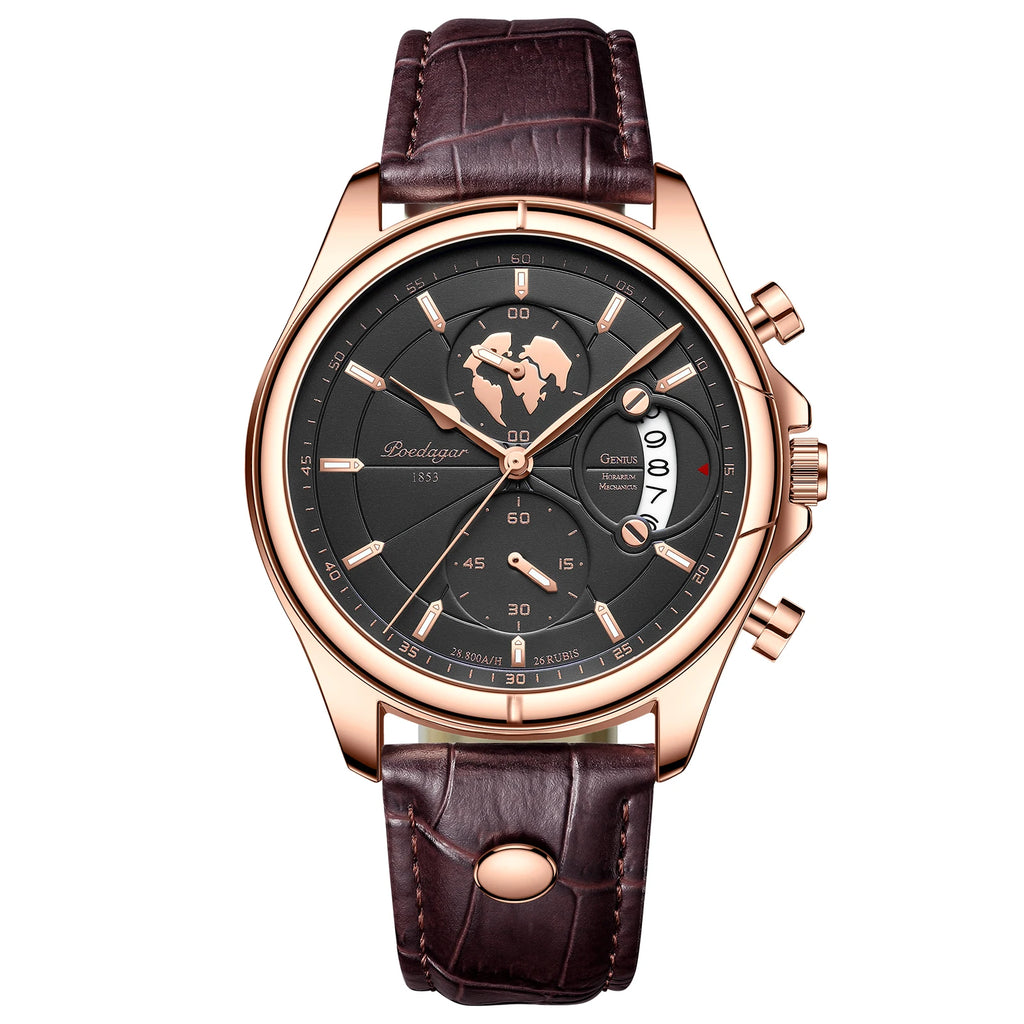 Poedagar 989 Luxury Men's Watch Fashion Leather Strap Quartz Watches Waterproof Luminous Daily Wear Watch for Men Reloj Hombre