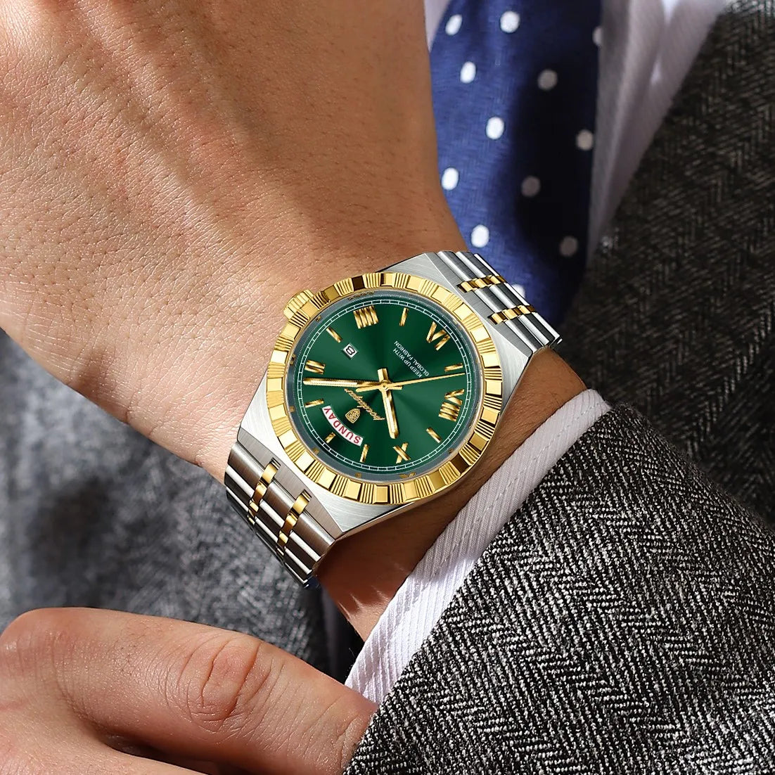 Poedagar 675 Luxury Mens Watch Classic Vintage Orologio Date Quartz Watches Waterproof Luminous Stainless Steel Watch for Men