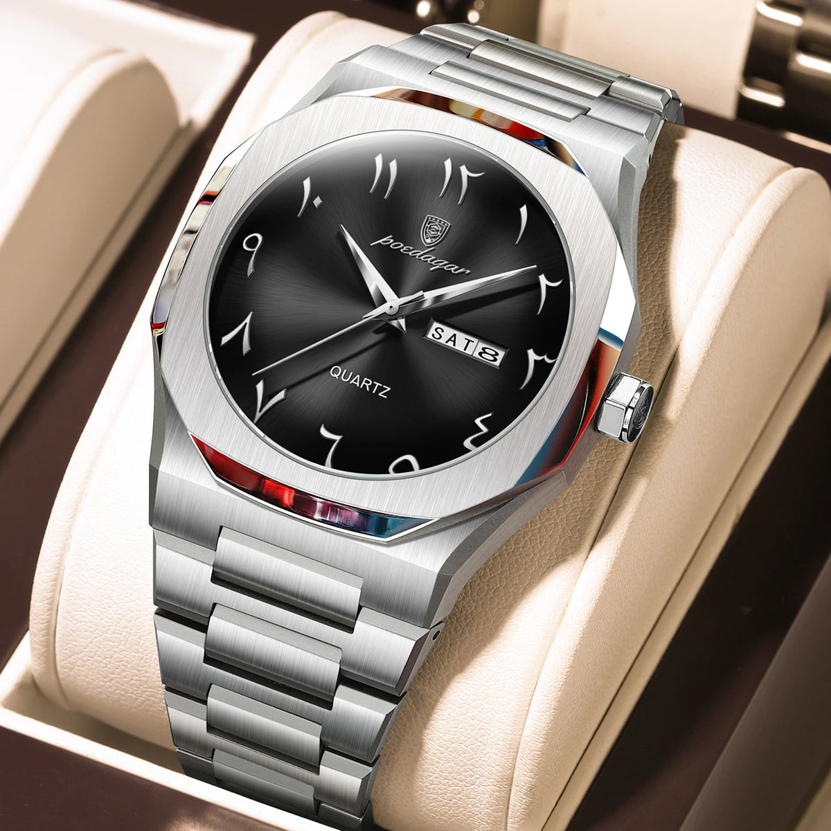 Poedagar 830 Classic Men's Watch Luxury Arabic Dial Waterproof Stainless Steel Wholesale Quartz Watches for Men Ready to Ship