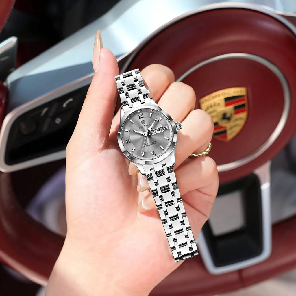 Poedagar 503 Luxury Watch for Woman Date Function Display Waterproof Stainless Steel Quartz Ladies Watch