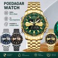 Poedagar E122 Men's Digital Watch Sports Analog-Digital Quartz Watches Stainless Steel Waterproof Luminous Wristwatch for Men