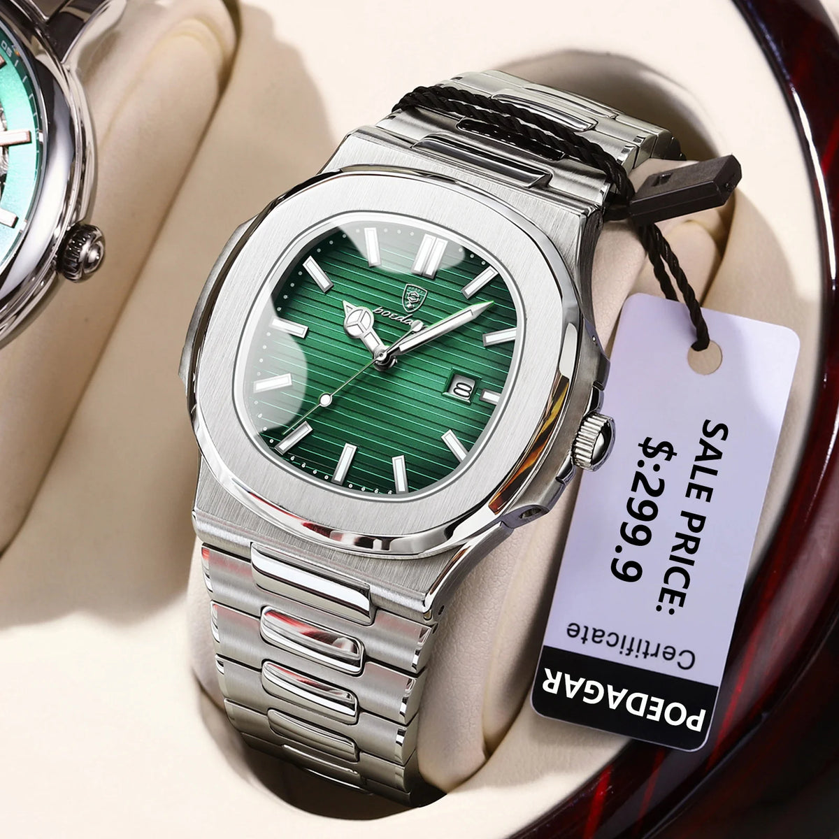 Poedagar Luxury Men Wristwatch Square Men Watches Waterproof Luminous Date Stainless Steel Quartz Watch for Men