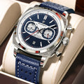 Poedagar 838 Mens Watch Chronograph Date Display Leather Strap Daily Wear Quartz Watches Waterproof Luminous Reloj Montre Homme