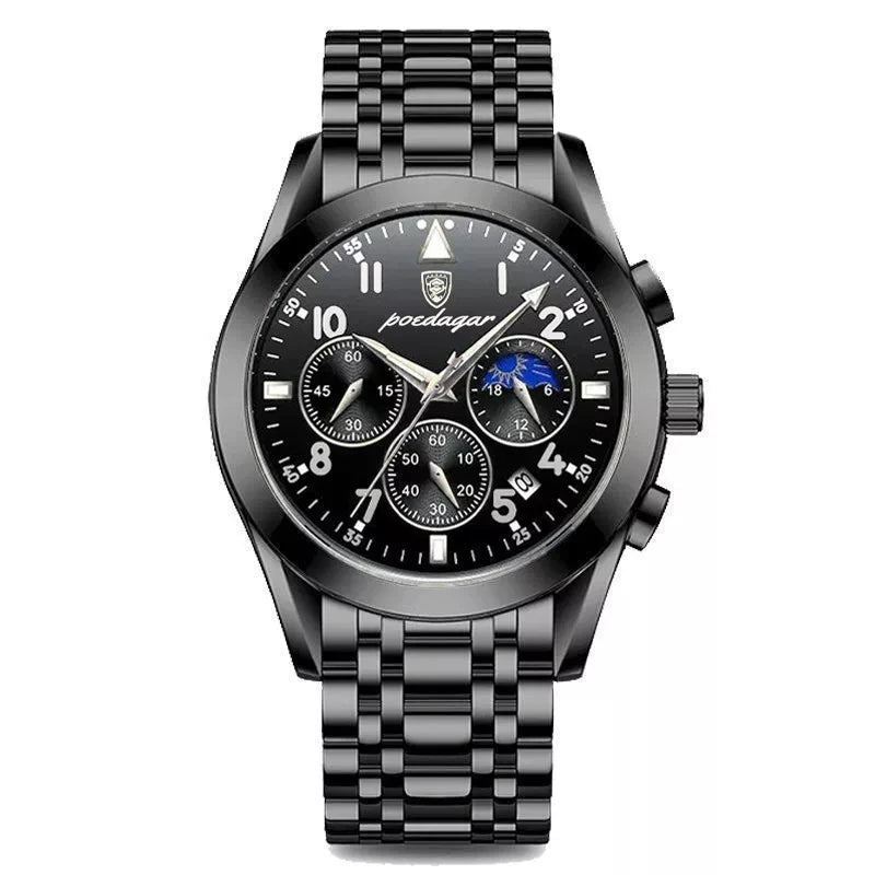 Poedagar Fashion Men Watch Waterproof Luminous Quartz Watches Calendar Stainless Stain Wrist Watch for Men