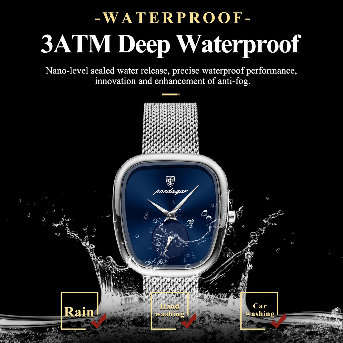Poedagar 783 Luxury Ladies Watch Stainless Steel Mesh Bracelet Waterproof Quartz Watches for Women Reloj De Mujer Factory Direct