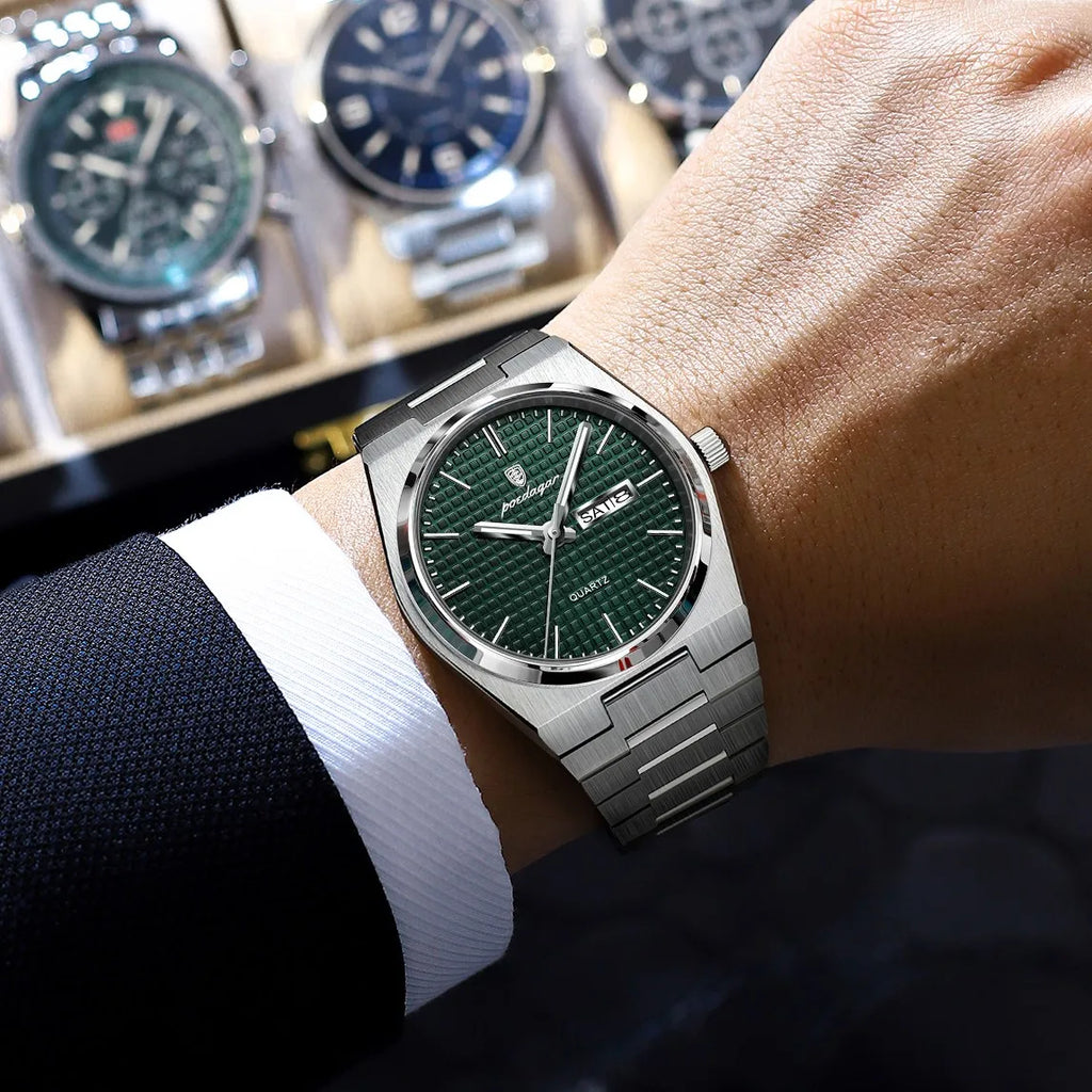 Poedagar 821 Men Watch Luxury Date Quartz Wristwatch Stainless Steel Montre Homme Luminous Waterproof Watch for Men Wholesale