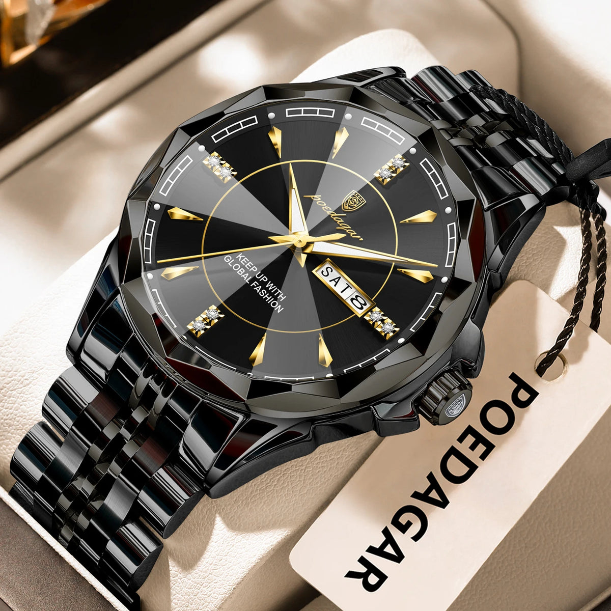 Poedagar 674 Luxury Men's Watches Waterproof Luminous Calendar Quartz Wristwatch Reloj Stainless Steel Daily Wear Watch for Men