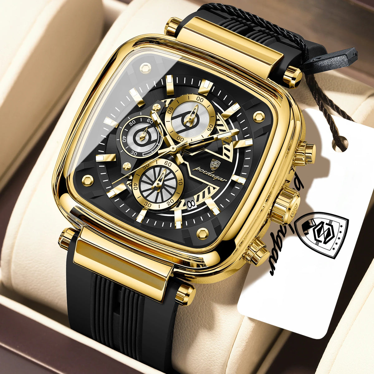 Poedagar 849 Men's Sports Watch Luxury Montre Homme Chronograph Quartz Watches Silicone Strap Waterproof Luminous Wristwatch