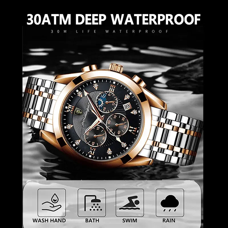 Poedagar High Quality Wholesale Men Watch Waterproof Date Luminous Quartz Watches Stainless Steel Watch for Men