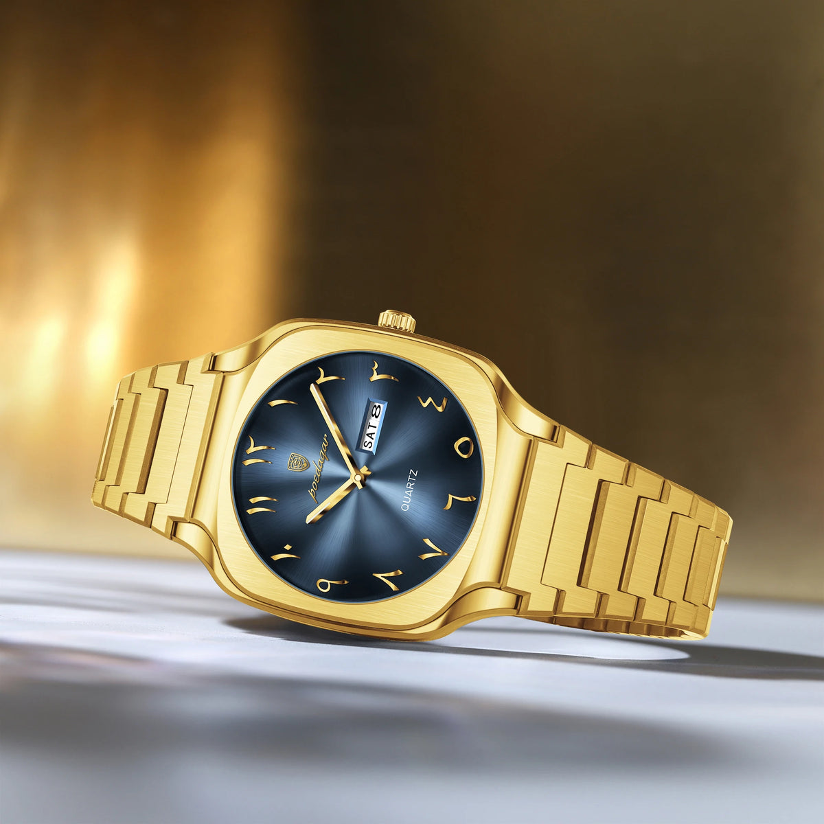 Poedagar 616 Men's Watch Luxury Classic Arabic Dial Quartz Wristwatch Montre Waterproof Gold Stainless Steel Watch for Men