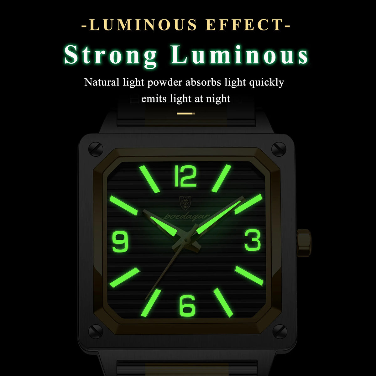 Poedagar 870 Luxury Men Watch Square Dial Reloj Waterproof Luminous Quartz Watches Stainless Steel Business Watch for Men Montre