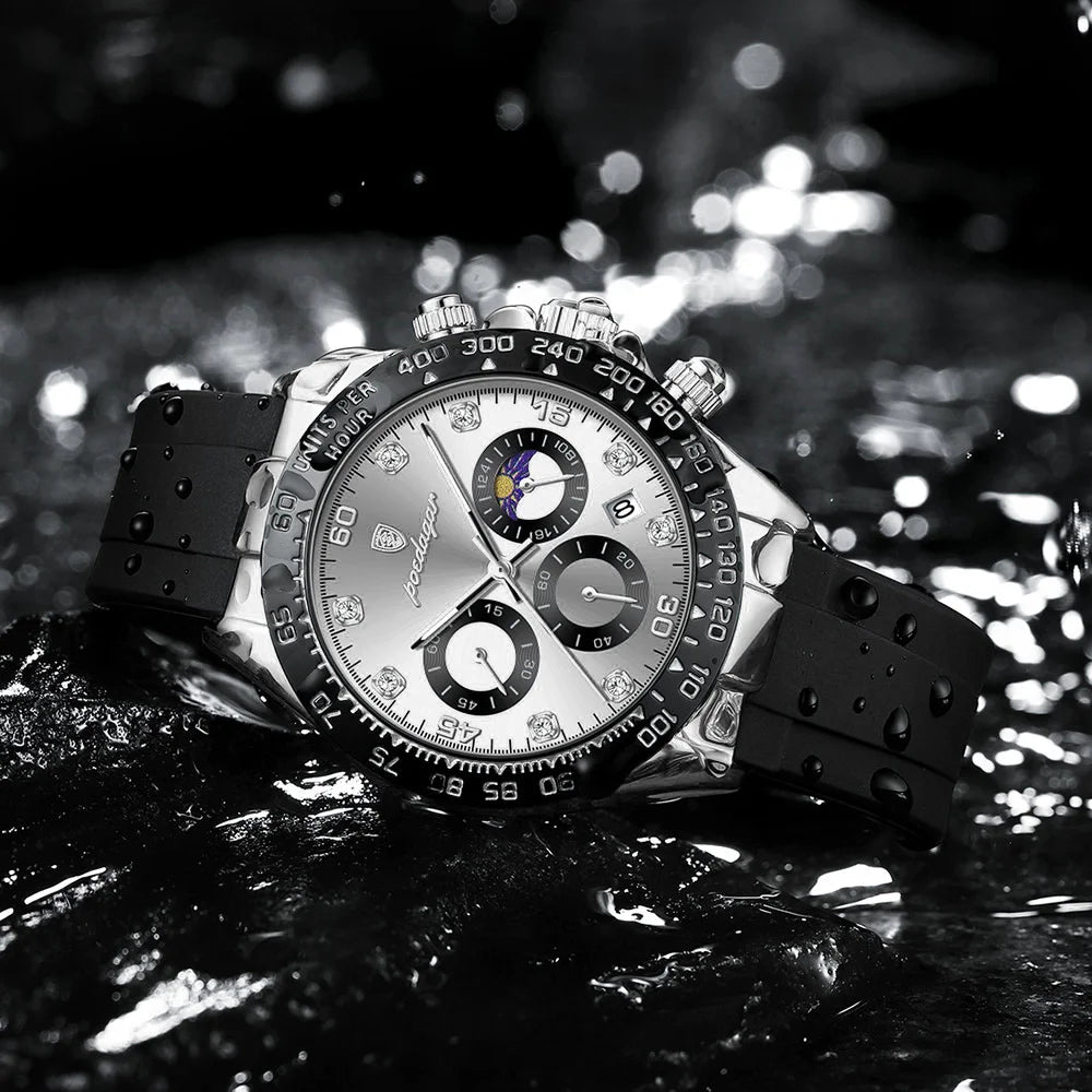 Poedagar 629 Men's Antique Quartz Watch Alloy Case Silicone Band 3BAR Waterproof Fashion Design Wholesale