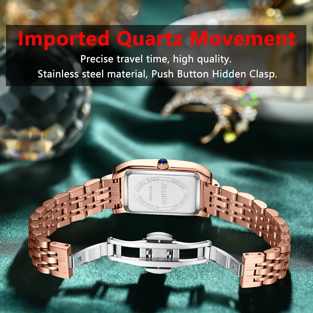 Poedagar Green square Watch for Women Luxury Stainless Steel Ladies Quartz Watches Waterproof Fashion Brand Ladies Watches Wrist
