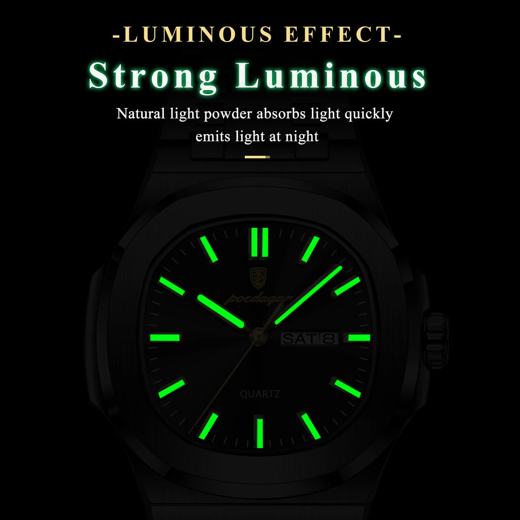 Poedagar 853 Luxury Men Watch Stainless Steel Calendar Quartz Business Wristwatch Luminous Waterproof Daily Wear Montre Reloj