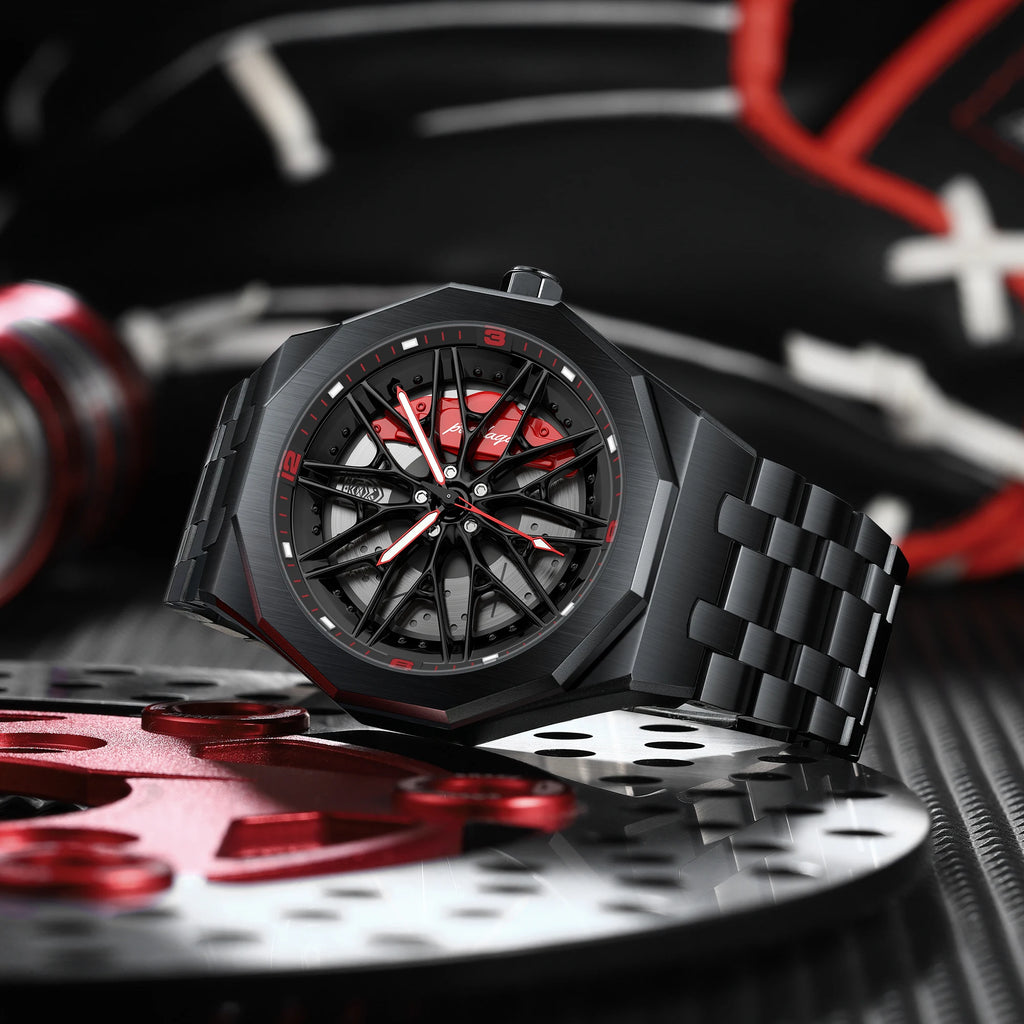 Poedagar 809 Men's Watch Fashion Wheel Rotating Design Waterproof Luminous Stainless Steel Quartz Watches for Men Montres Hommes