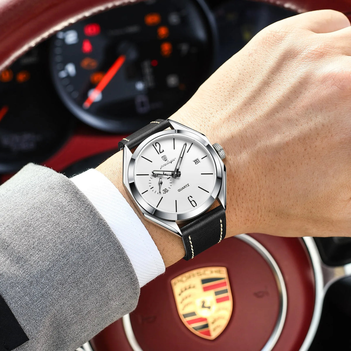 Poedagar 689 Vintage Style Men's Dress Watch,Seconds Dial & Date, Waterproof & Luminous, Luxury Business Gift Quartz