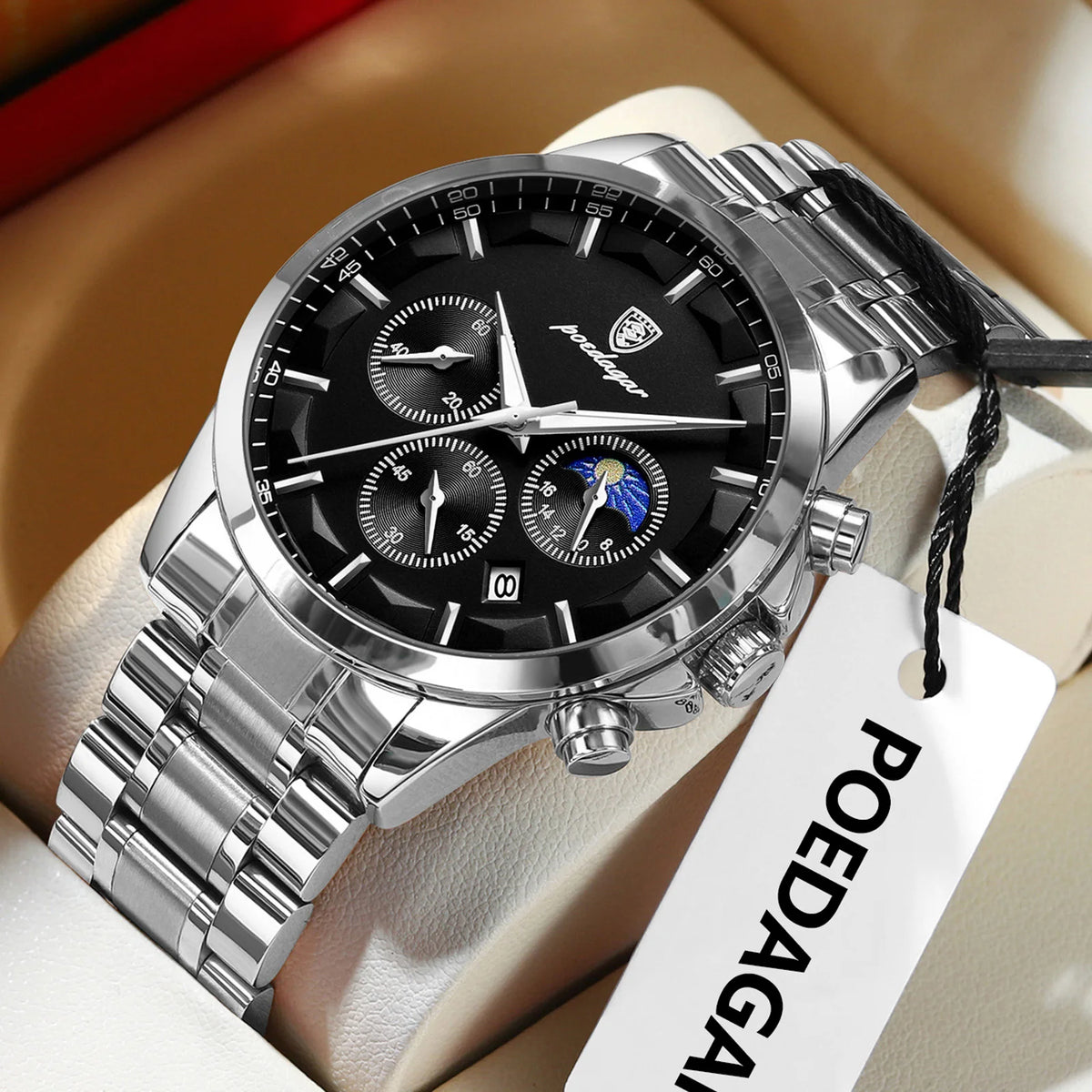 Poedagar 928 Luxury Men's Watch Casual Chronograph Watch for Men Stainless Steel Herrenuhr Waterproof Sport Quartz Watch