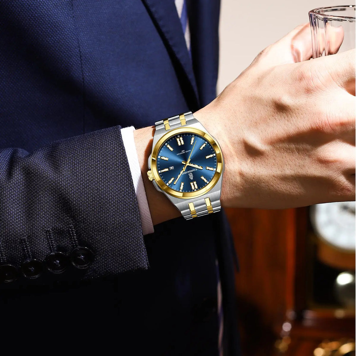 CAREKISO Original Business Waterproof Luminous Men Quartz Watches Stainless Steel Bracelet Watch for Men