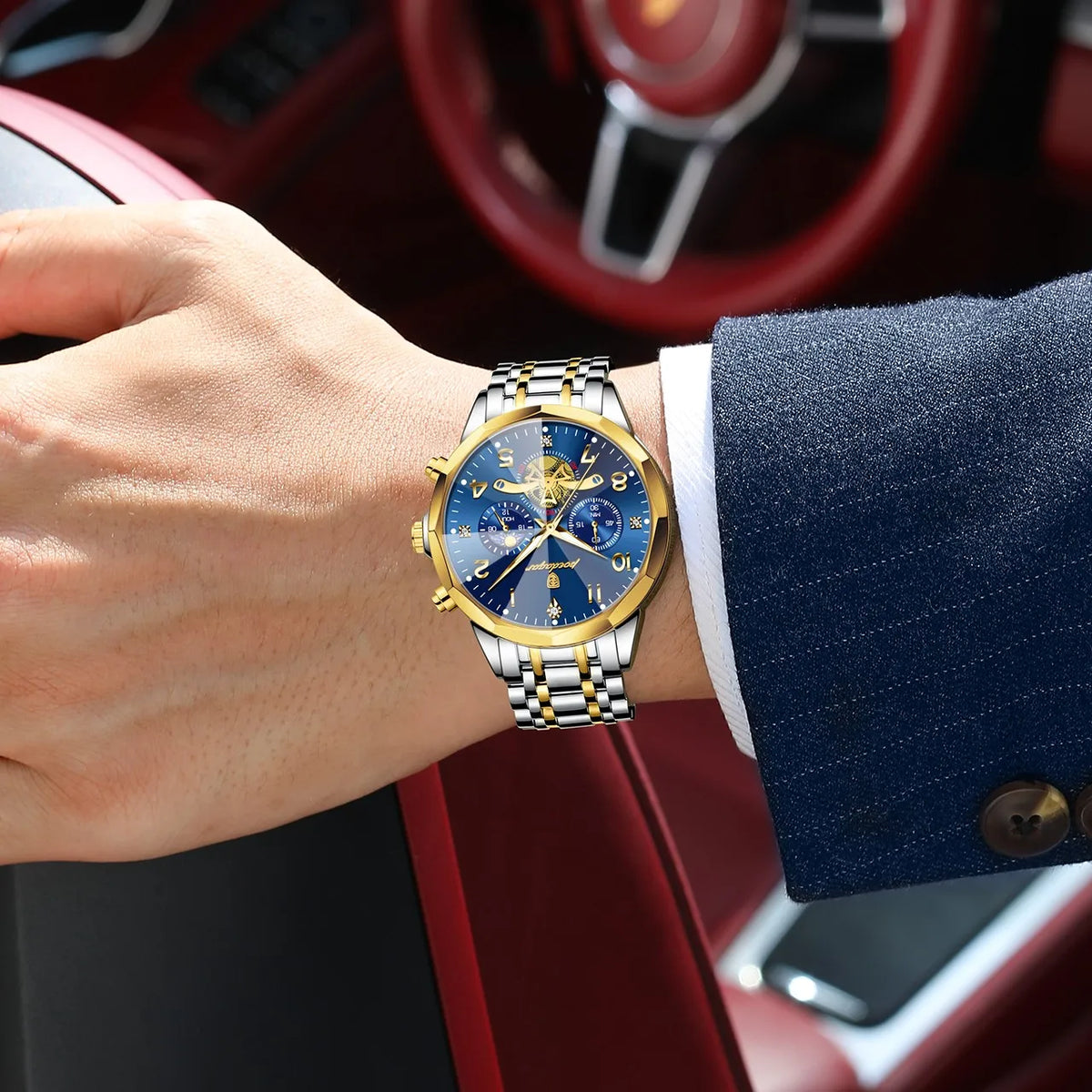 Poedagar 939 Men's Watch Luxury Luminous Waterproof Quartz Watches Stainless Steel Chronograph Watch for Men Reloj Hombre