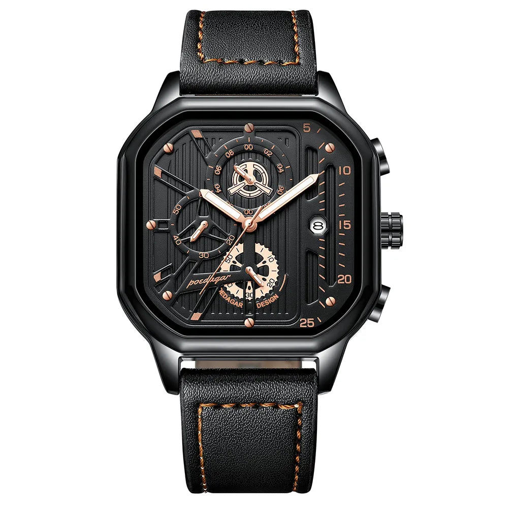 Poedagar 628 Fashion Sport Men Watch Waterproof Luminous Quartz Watches Leather Calendar Watch for Men