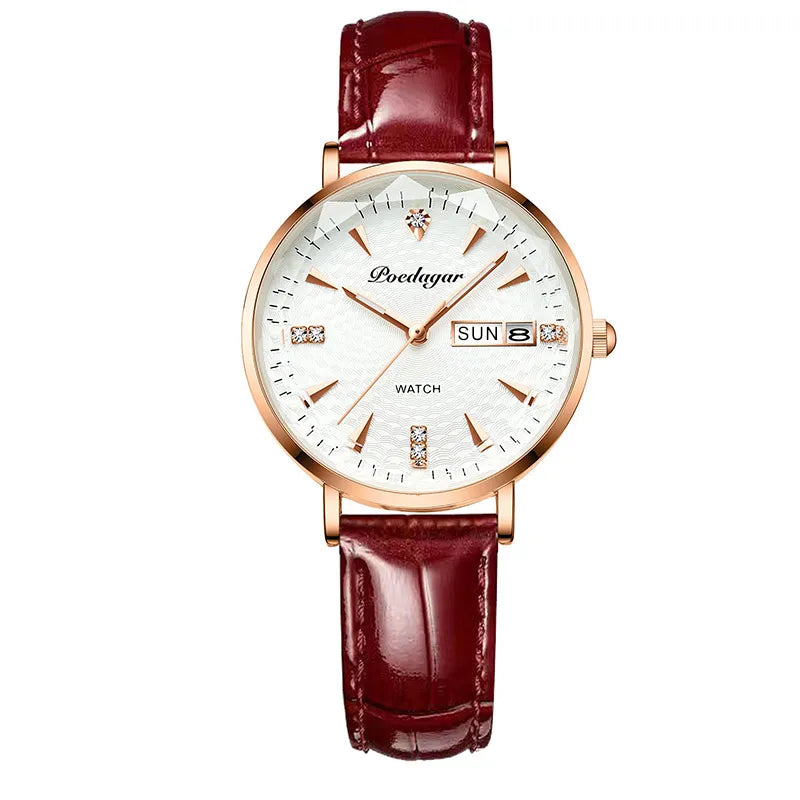 Poedagar Top Brand Lady Wrist Watch Waterproof Calendar Quartz Watches for Women with Luxury Diamond Reloj