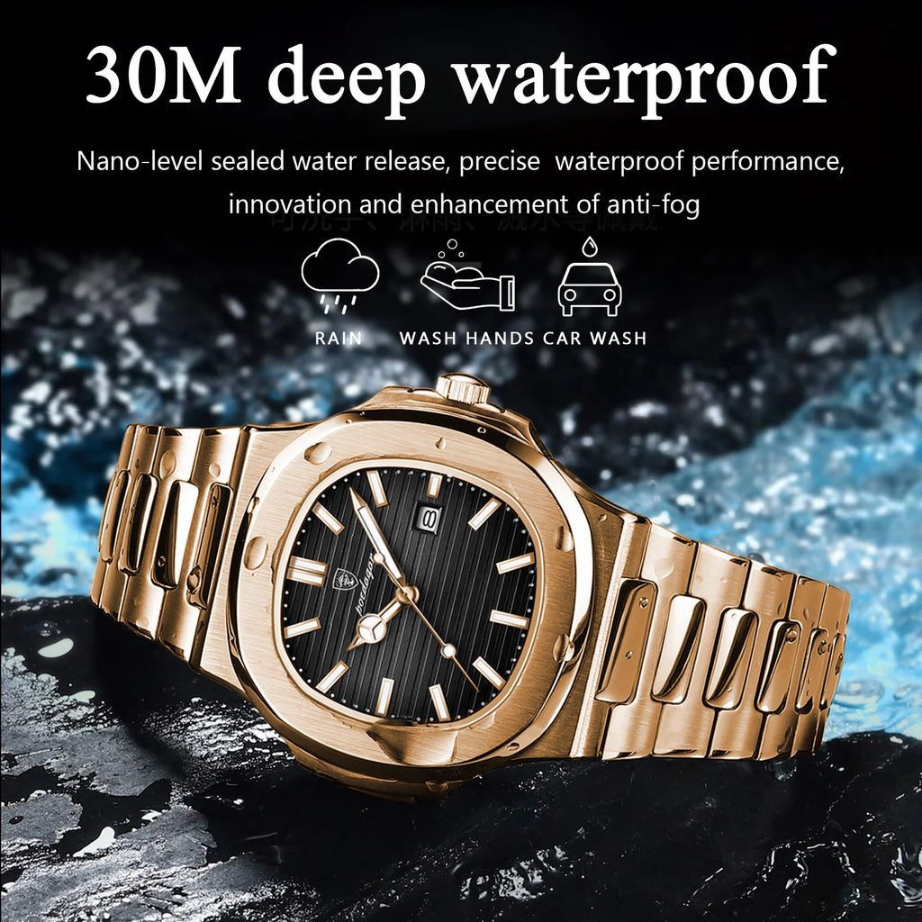 Poedagar 613 Luxury Stainless Steel Mens Watch Waterproof Luminous Quartz Watches for Men
