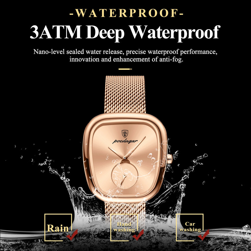 Poedagar Luxury Ladies Accessories Watch Waterproof Stainless Steel Mesh Bracelet Quartz Watches for Women