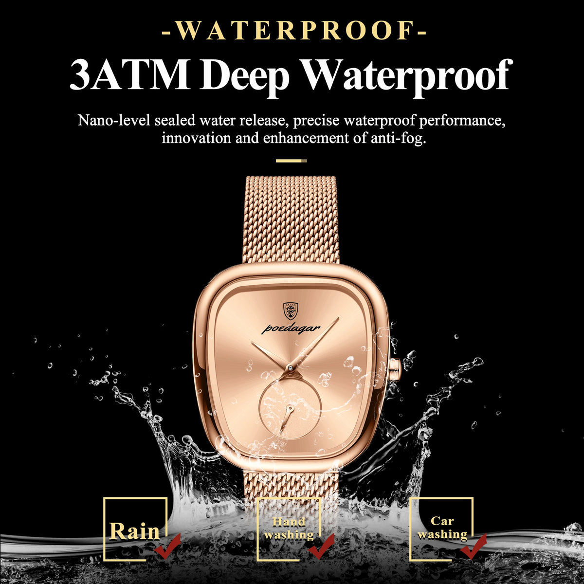 Poedagar Luxury Ladies Accessories Watch Waterproof Stainless Steel Mesh Bracelet Quartz Watches for Women