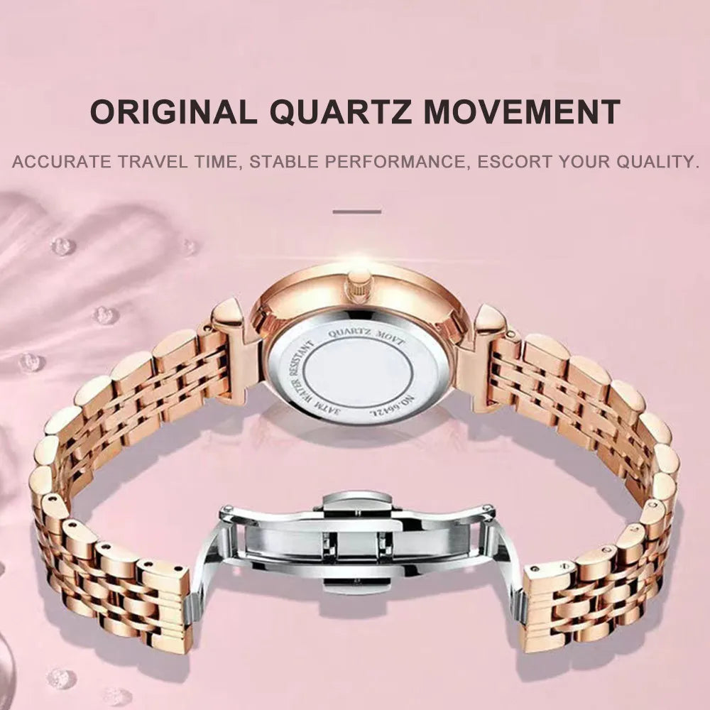 Poedagar Elegant Luxury Women Quartz Watches Waterproof Calendar Ladies Watch Rose Gold Stainless Steel Watch for Womens C
