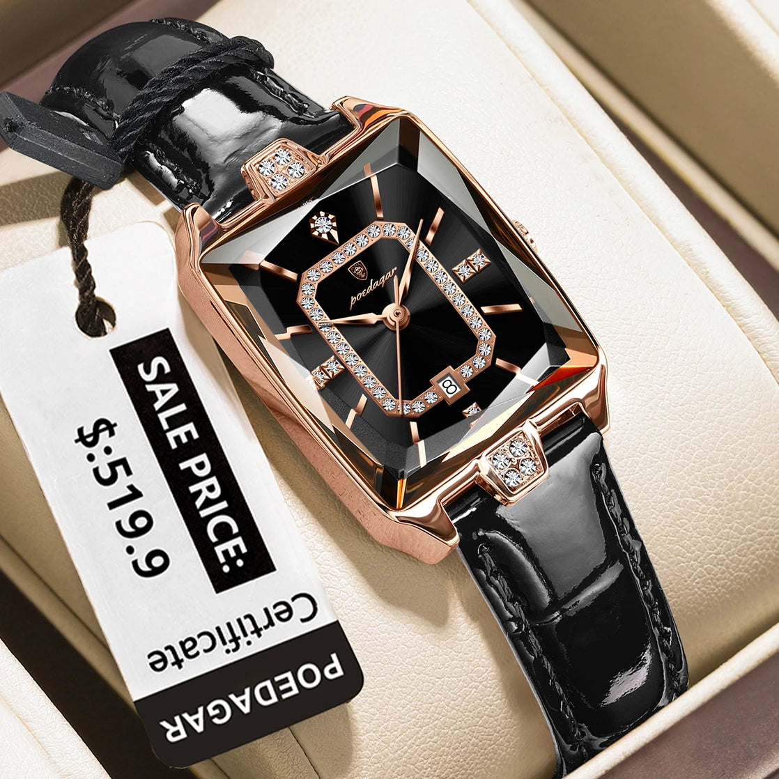 Poedagar 785 Luxury Women's Watch High Quality Business Dress Montre Wristwatch Leather Strap Waterproof Quartz Watch for Women